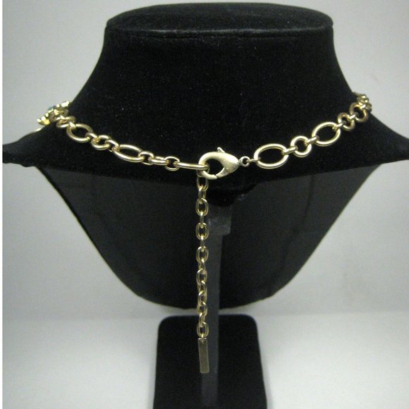 Mythologie Necklace Jewelry Fashion Women 17 Inch Goldtone Cluster Blue Runway - Picture 5 of 6